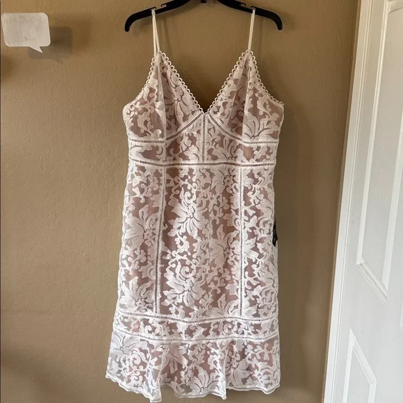 Lulu's Women’s White & Nude Lace Dress Spaghetti straps Fitted size XXL NEW - Picture 16 of 17